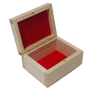 Drevená krabička s červenou výstelkou