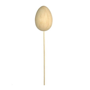Drevené zapichovacie vajíčko na špajli veľké / 6,3 cm