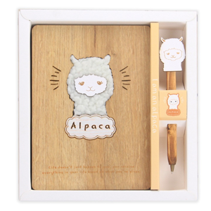 Drevený zápisník s perom Alpaca 130 x 185 mm - 128 strán