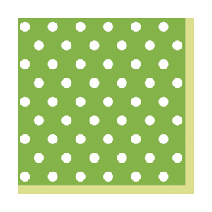 Servítky na dekupáž – Zelená s bodkami – 1 ks