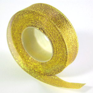 Stuha s trblietkami 25 mm - zlatá farba